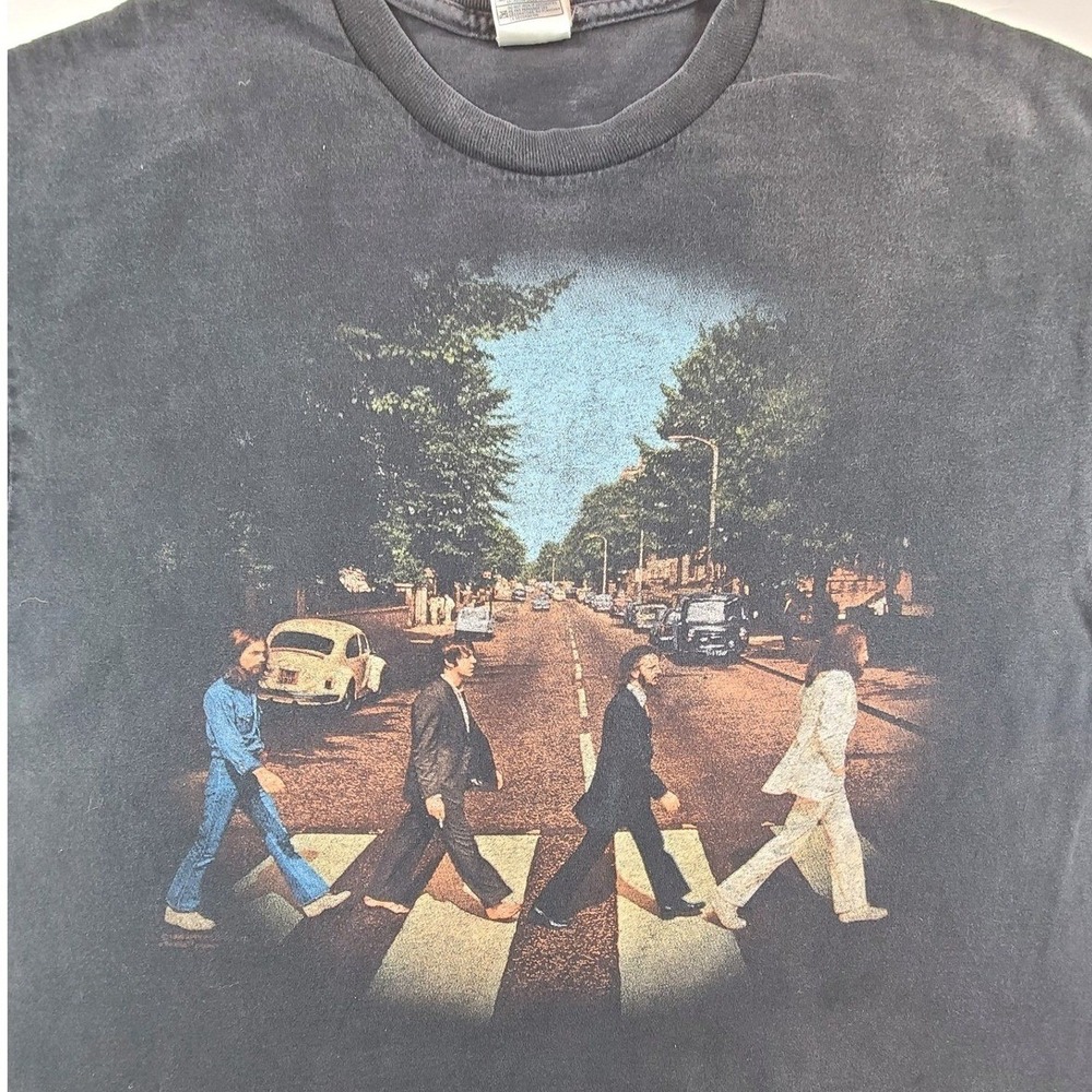 Vintage 2005 Beatles Abbey Road Mens‎ XL Faded Black 2 Sided T Shirt Apple Corps